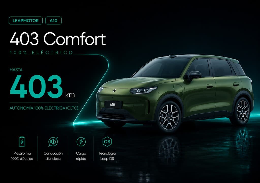 Leapmotor A10 403 Comfort — hasta 403 km CLTC, plataforma 100% eléctrica