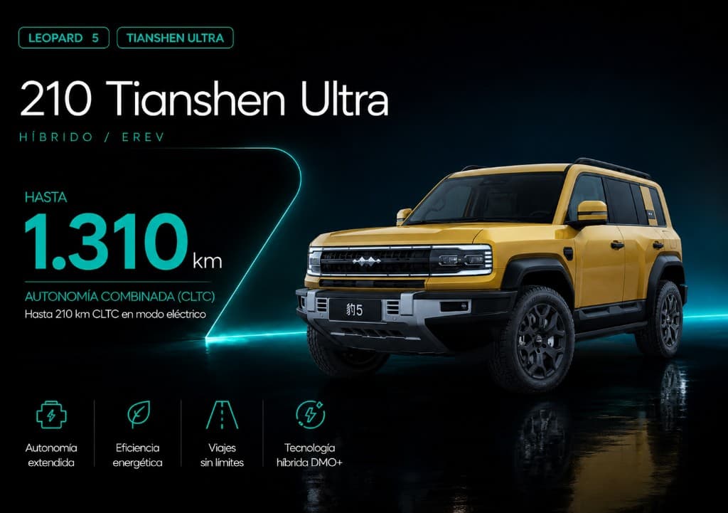 Leopard 5 Tianshen Ultra — hasta 1.310 km CLTC combinados y 210 km en modo eléctrico