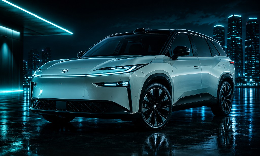 Toyota bZ3X — ingeniería eléctrica japonesa, vista nocturna